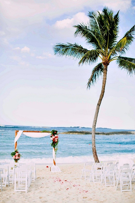 A beach wedding set up at The Cove, Nassau Paradise Island, Bahamas 