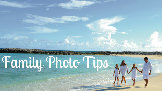 A family walks on the beach - family photo tips.