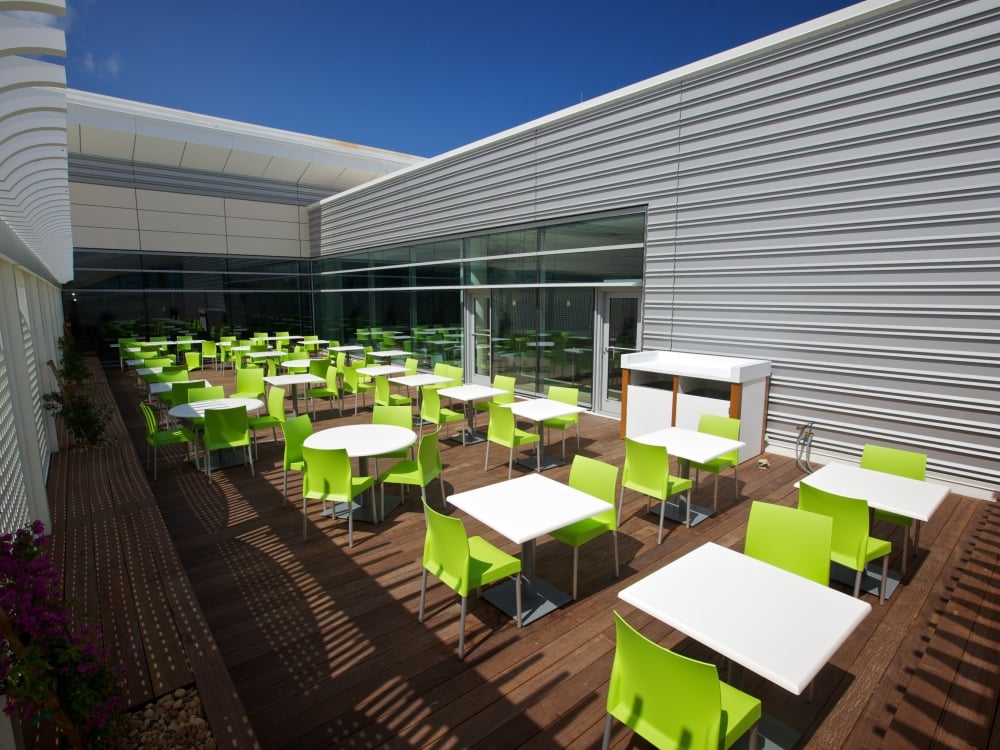 Outdoor patio at the Nassau airport