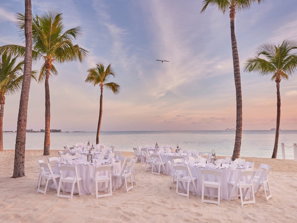 Oceanside wedding at Atlantis, Paradise Island