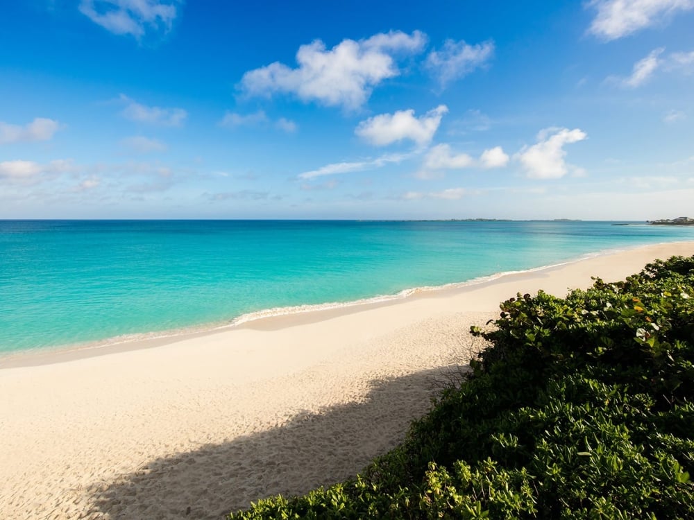 Beautiful blue ocean and white sand beach