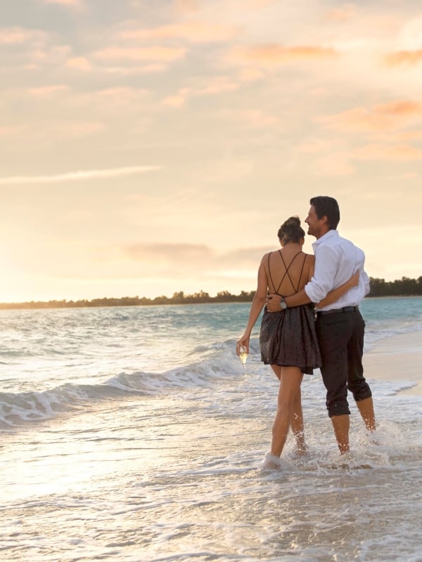couple walking on the beach